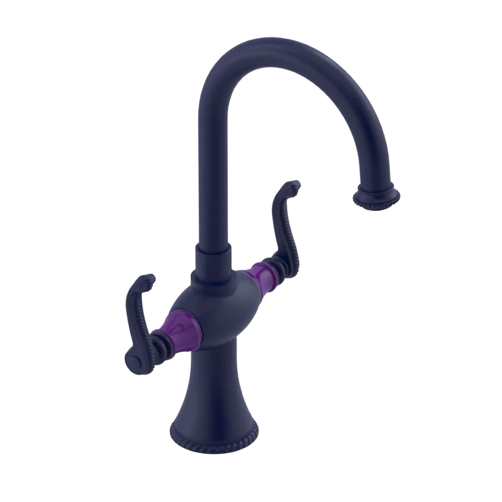 Rubinet Single Hole Dual Handle Lav. Set. (less drain) Midnight Blue