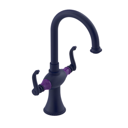 Rubinet Single Hole Dual Handle Lav. Set. (less drain) Midnight Blue