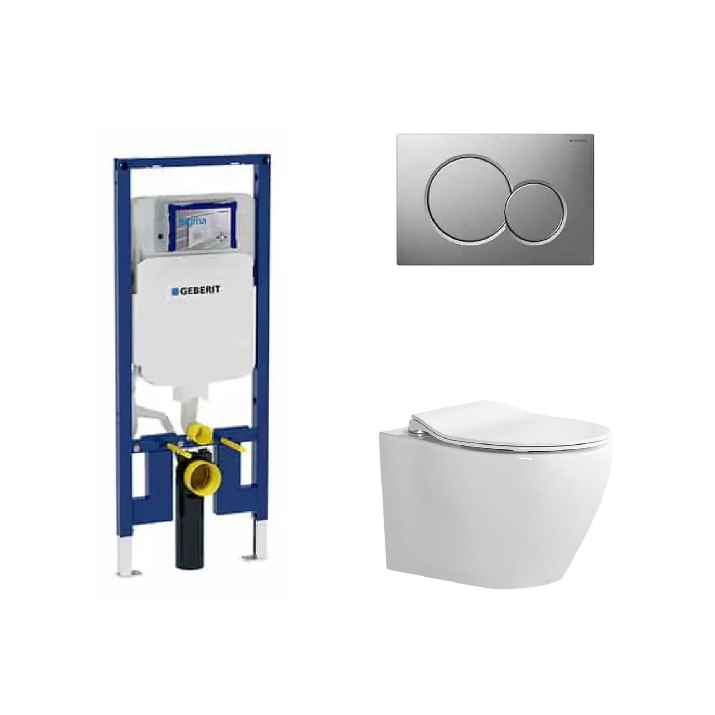 Alps 2-Piece Toilet Elongated Dual-Flush Wall Mounted Toilet With Geberit In-Wall Tank (Seat Included) - Berlin