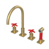 Rubinet Widespread Kitchen Set with Hand Spray Satin Brass