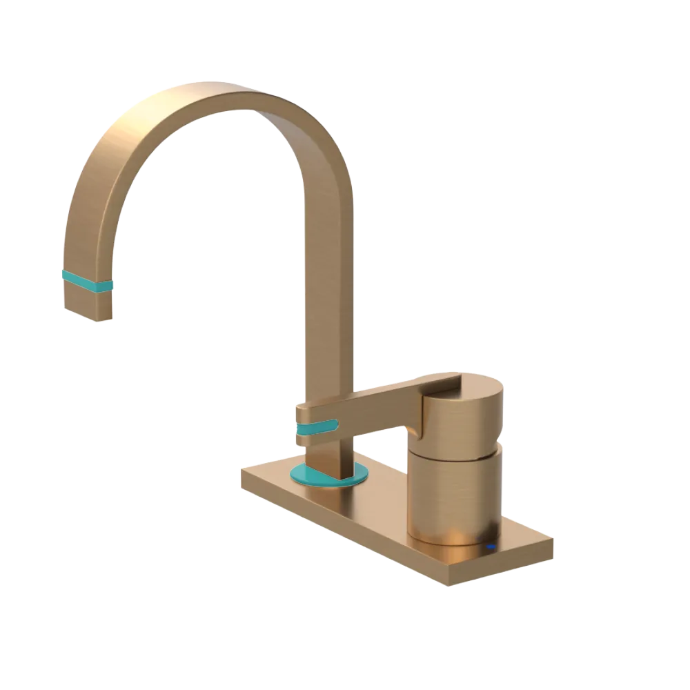 Rubinet 4" Centre Single Control Lav. Set (less drain) Satin Gold