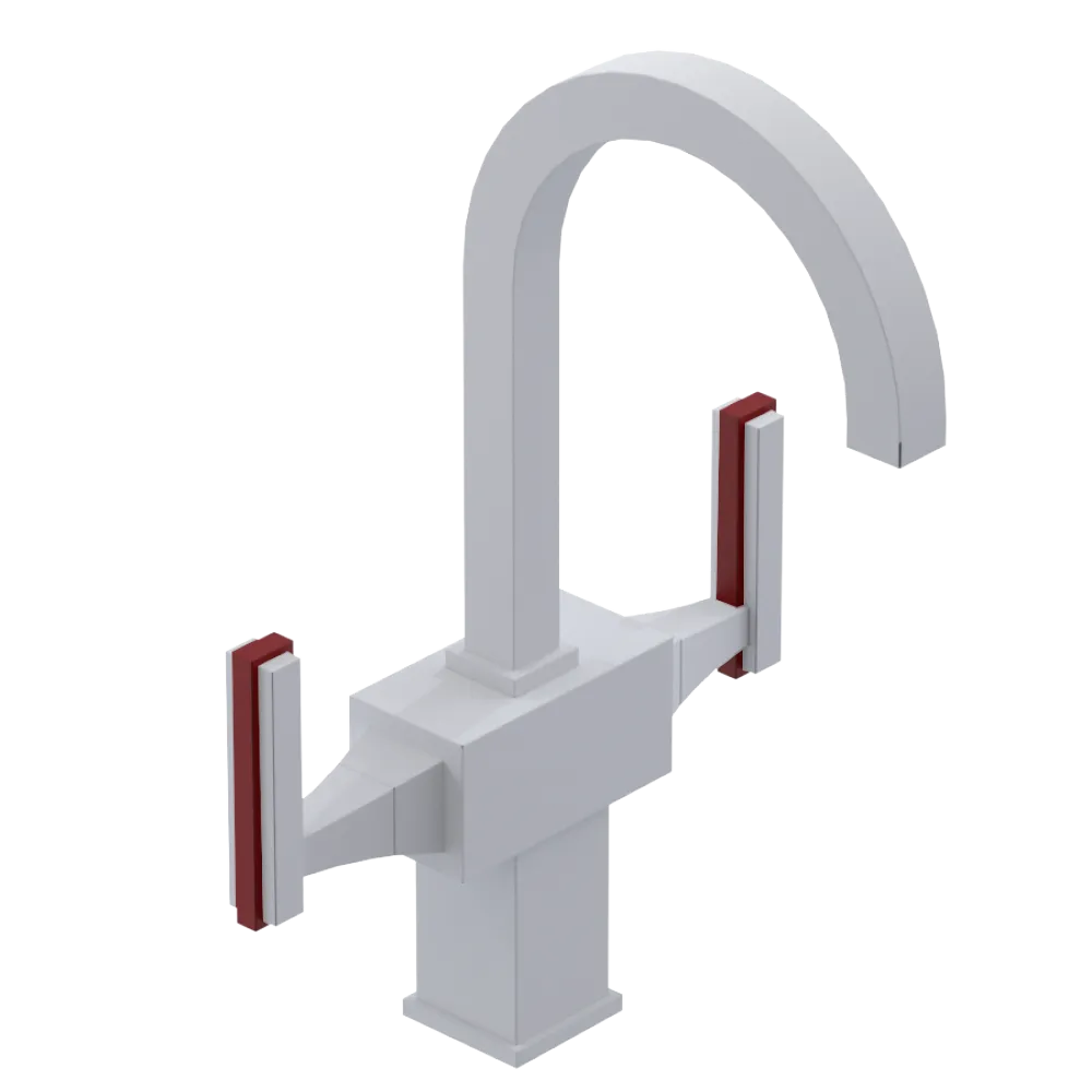 Rubinet Single Hole Dual Handle Lav. Set. (less drain) Matt White