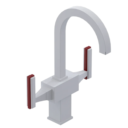 Rubinet Single Hole Dual Handle Lav. Set. (less drain) Matt White