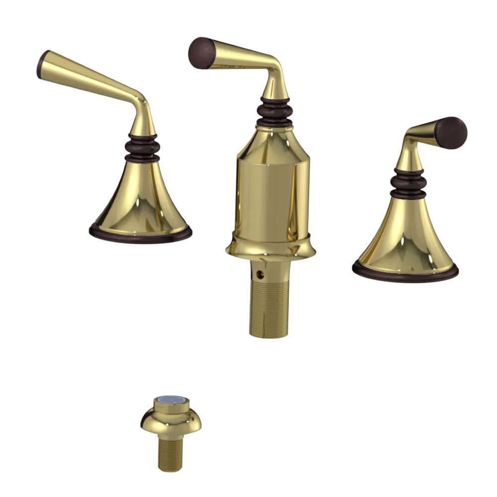 Rubinet Bidet Fitting with Spray, Diverter, and Vacum Breaker (Less Drain) Natural Brass