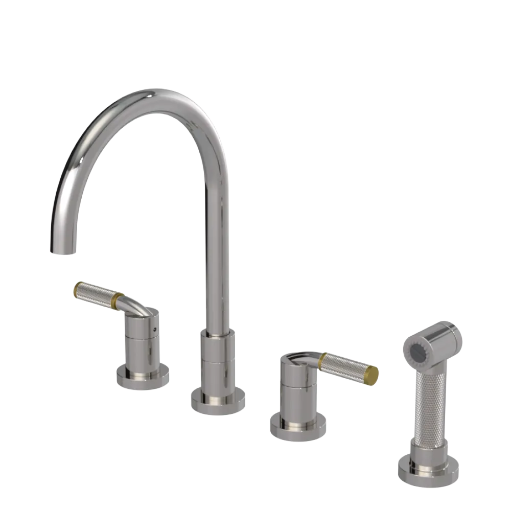 Rubinet Widespread Kitchen Set with Hand Spray Polished Nickel