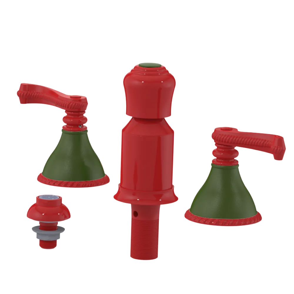 Rubinet Bidet Fitting with Spray, Diverter, and Vacum Breaker (Less Drain) Red