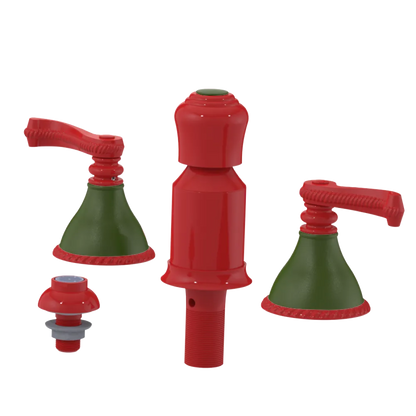 Rubinet Bidet Fitting with Spray, Diverter, and Vacum Breaker (Less Drain) Red