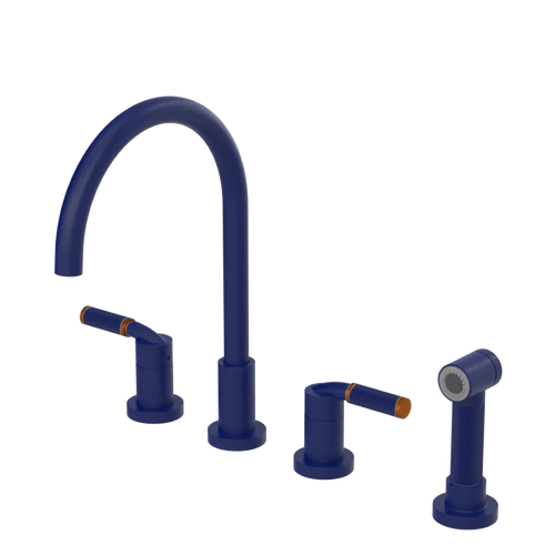 Rubinet Widespread Kitchen Set with Hand Spray Midnight Blue