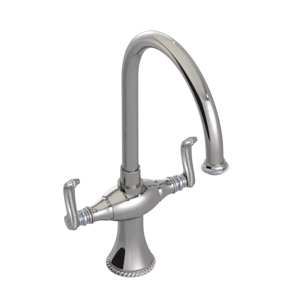 Rubinet Two Handle Single Hole Kitchen Set Polished Nickel