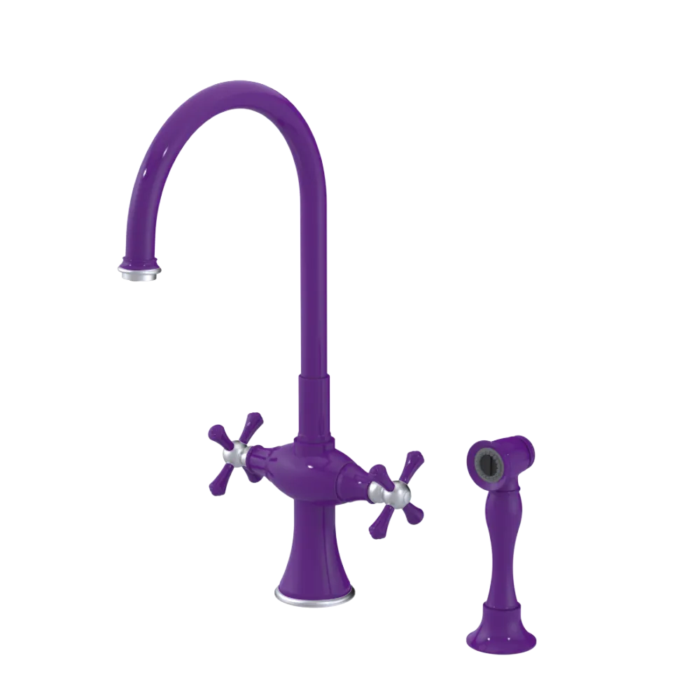 Rubinet Two Handle Single Hole Kitchen Set with Hand Spray Purple Haze
