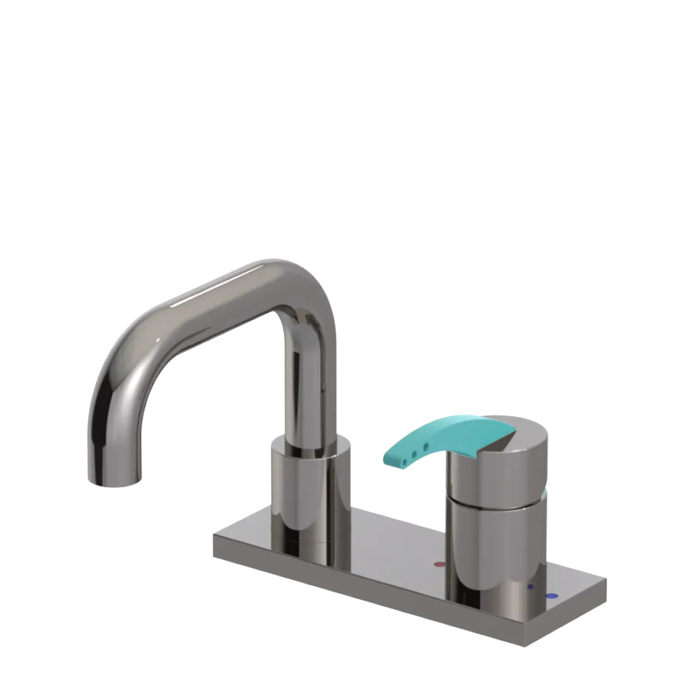 Rubinet 4" Centre Single Control Lav. Set. with Genesis spout (less drain) Polished Nickel