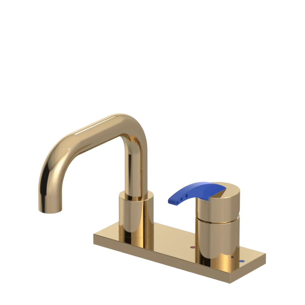Rubinet 4" Centre Single Control Lav. Set. with Genesis spout (less drain) Gold