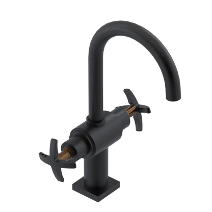 Rubinet Single Hole Dual Handle Lav. Set. (less drain) Matt Black