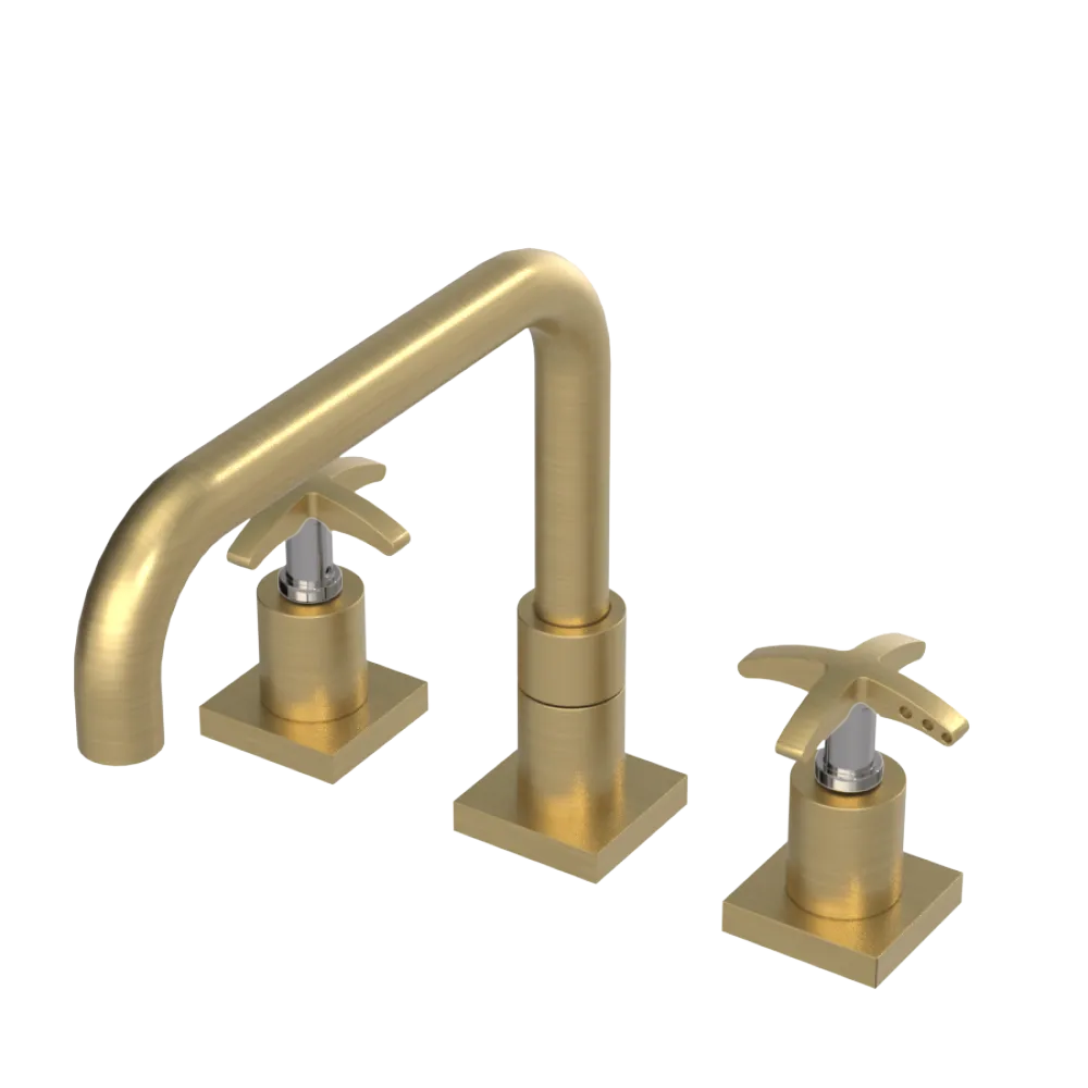 Rubinet Widespread Kitchen Set with Genesis Spout Satin Brass