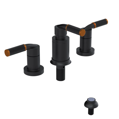 Rubinet Bidet Fitting with Spray, Diverter, and Vacum Breaker (Less Drain) Matt Black