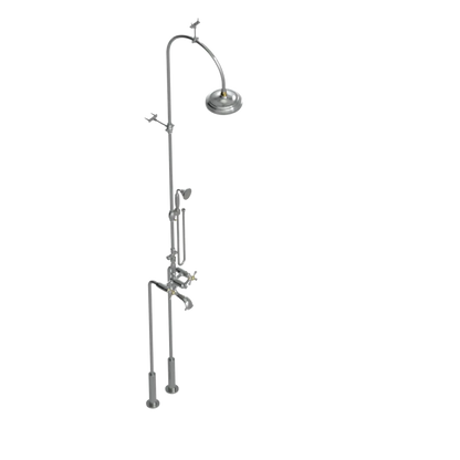 Rubinet Floor Mount Tub & Shower with hand held shower Satin Nickel