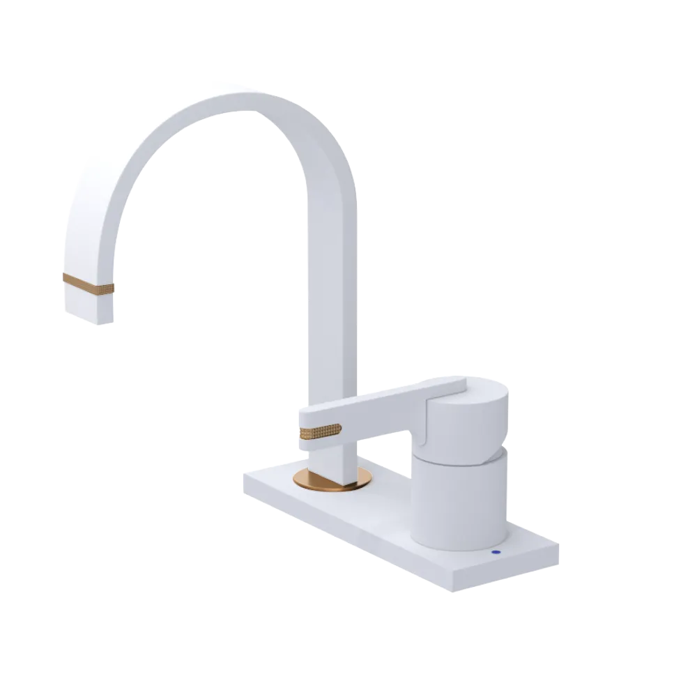 Rubinet 4" Centre Single Control Lav. Set (less drain) Matt White