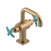 Rubinet Single Hole Dual Handle Lav. Set. with Genesis spout (less drain) Satin Gold