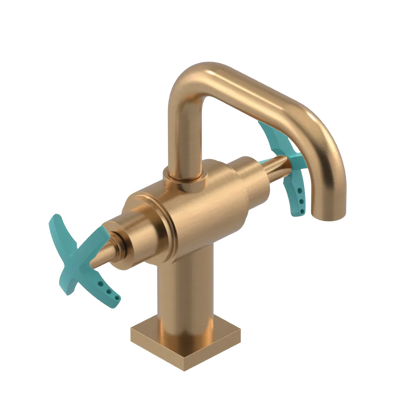 Rubinet Single Hole Dual Handle Lav. Set. with Genesis spout (less drain) Satin Gold
