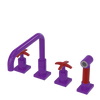 Rubinet Widespread Kitchen Set with Genesis Spout with Hand Spray Purple Haze
