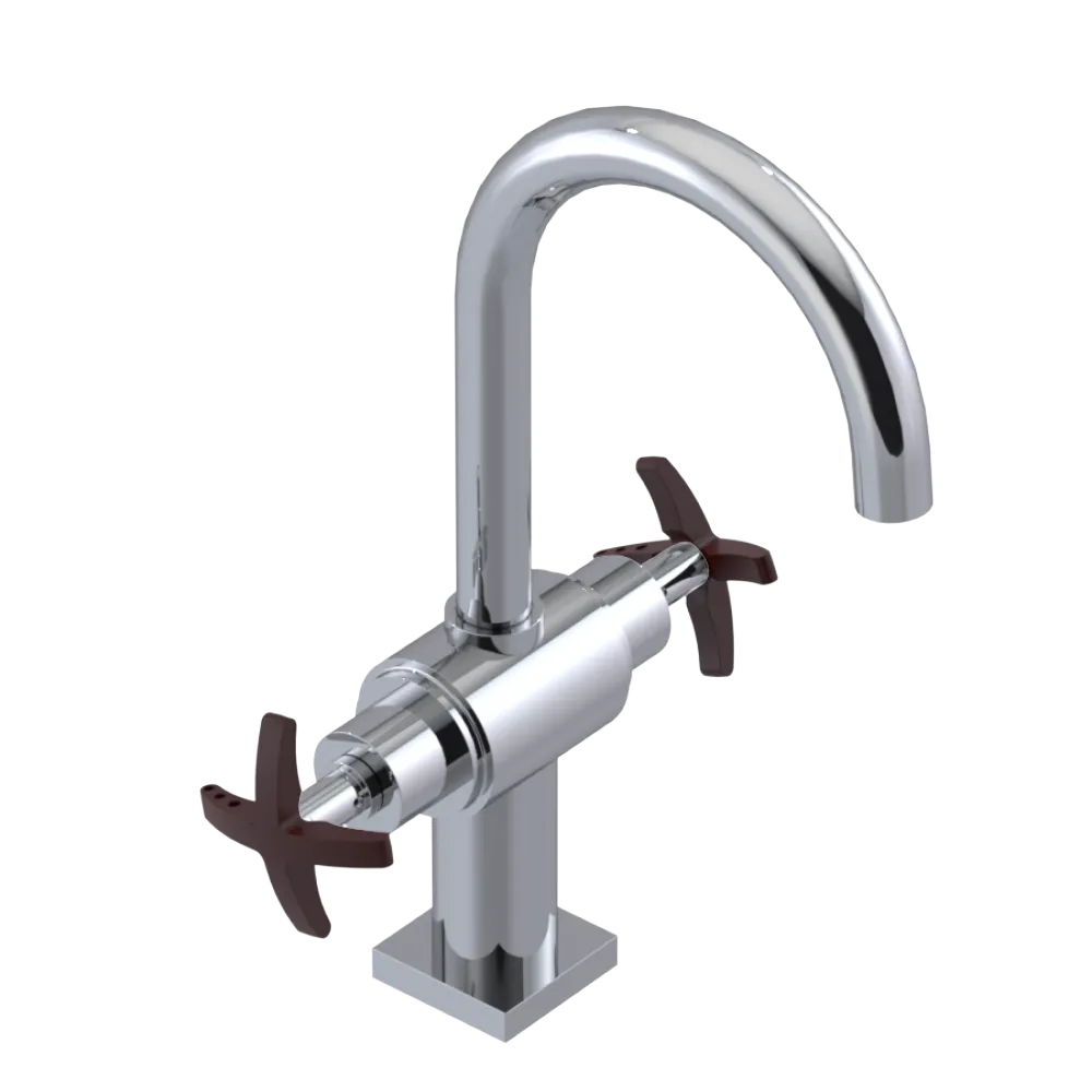 Rubinet Single Hole Dual Handle Lav. Set. (less drain) Chrome