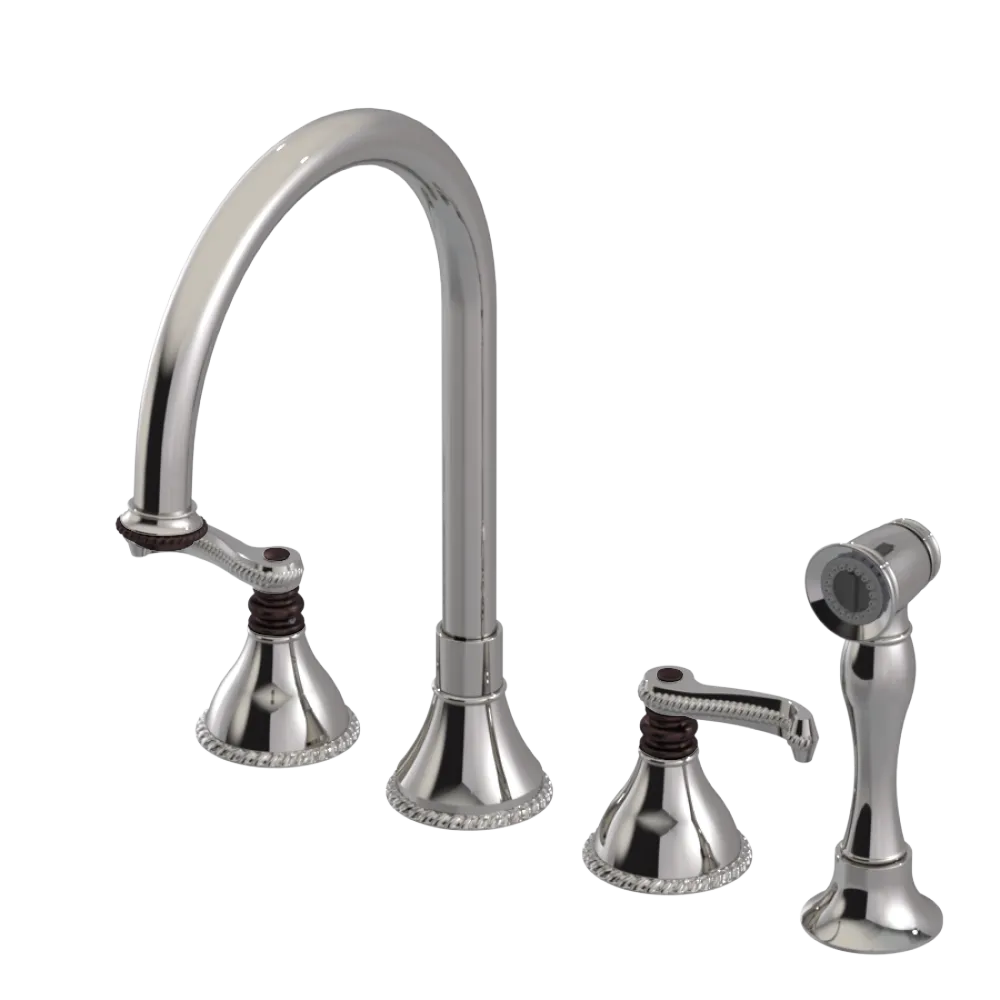 Rubinet Widespread Kitchen Set with Hand Spray Polished Nickel