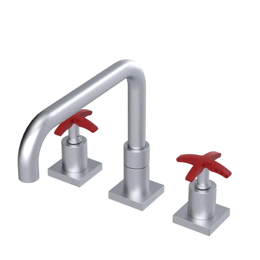 Rubinet Widespread Kitchen Set with Genesis Spout Satin Chrome