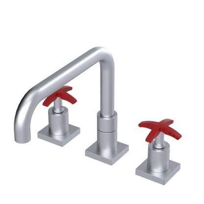 Rubinet Widespread Kitchen Set with Genesis Spout Satin Chrome
