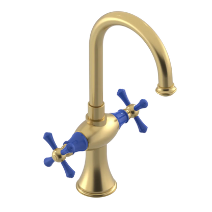 Rubinet Single Hole Dual Handle Lav. Set. (less drain) Satin Brass