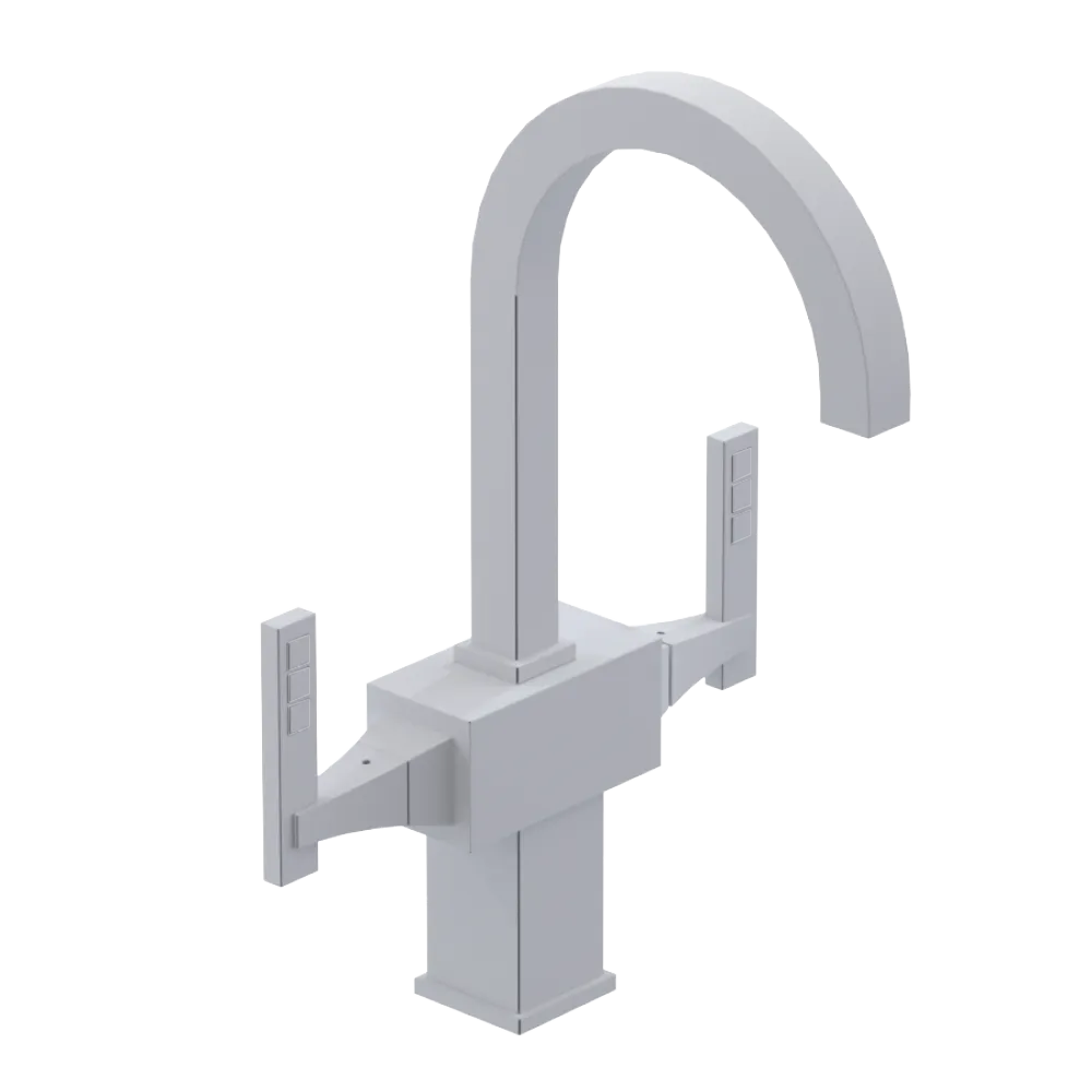Rubinet Single Hole Dual Handle Lav. Set. (less drain) Matt White