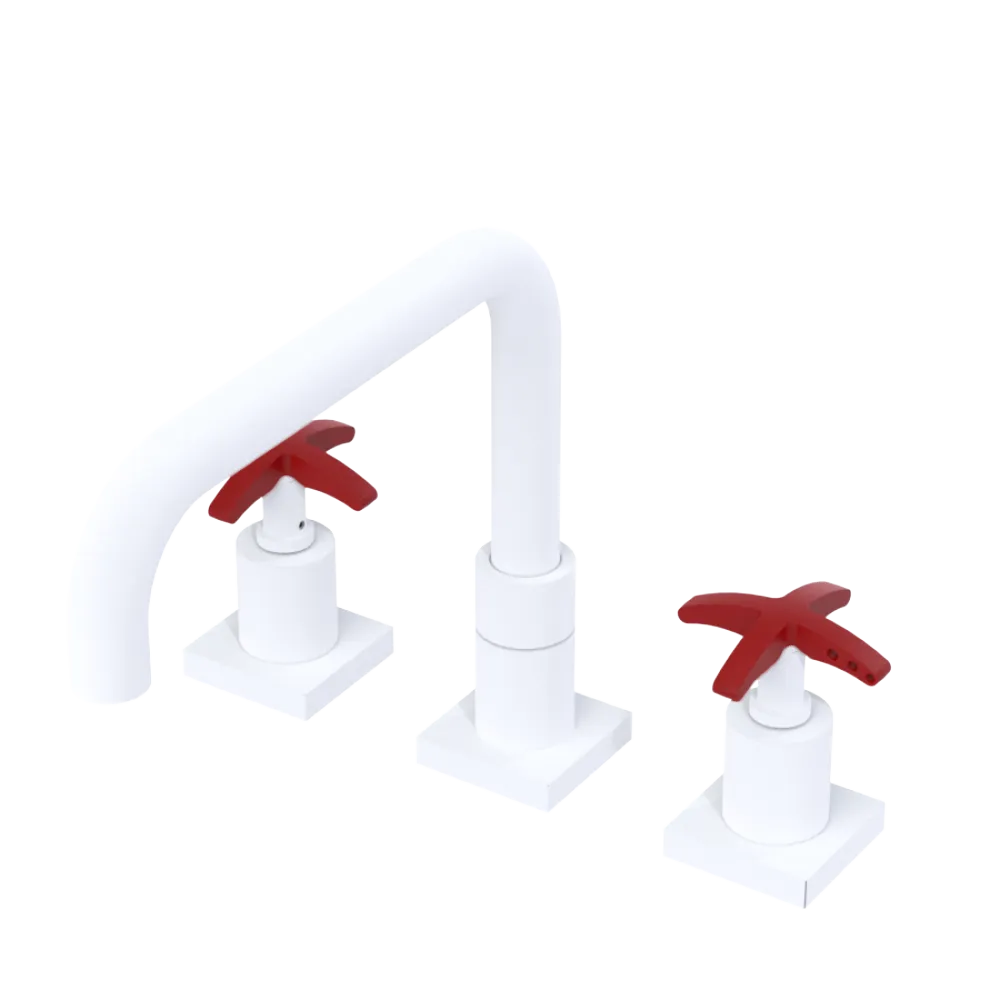 Rubinet Widespread Kitchen Set with Genesis Spout Matt White