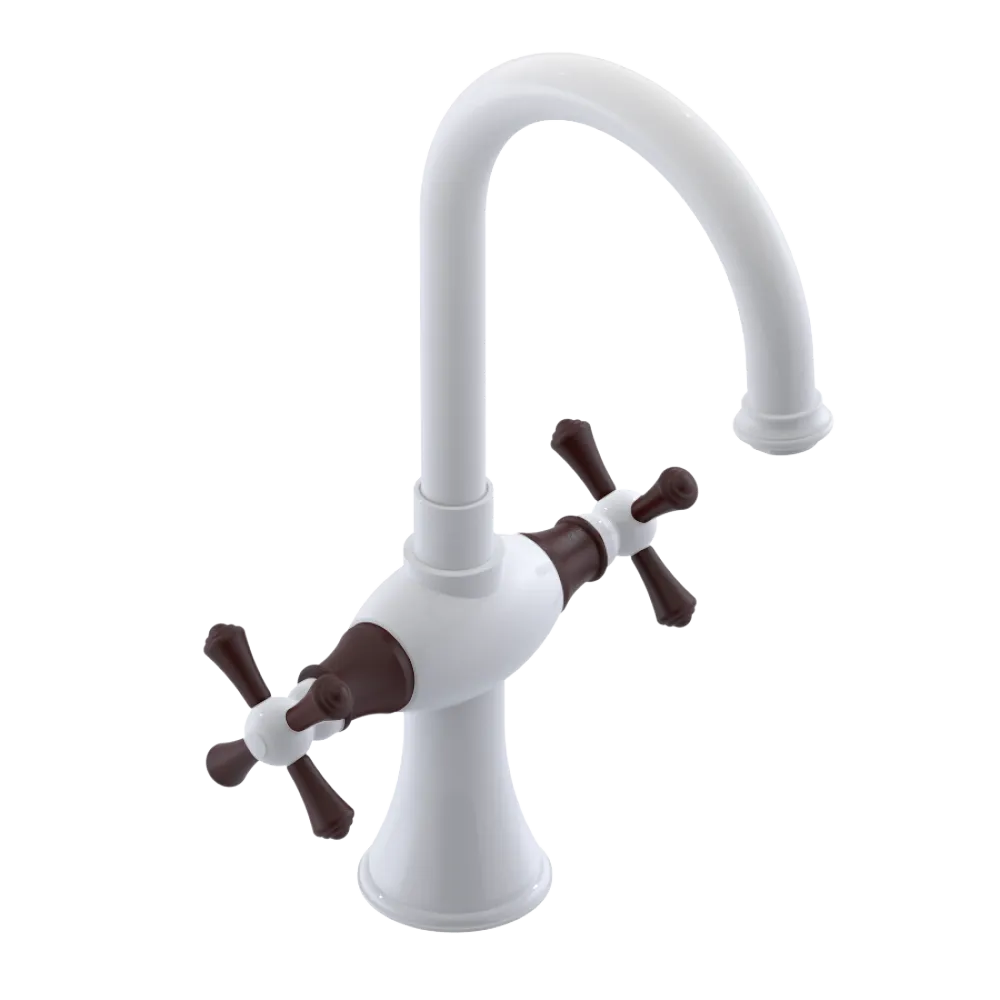 Rubinet Single Hole Dual Handle Lav. Set. (less drain) White