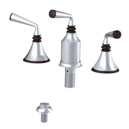 Rubinet Bidet Fitting with Spray, Diverter, and Vacum Breaker (Less Drain) Satin Chrome