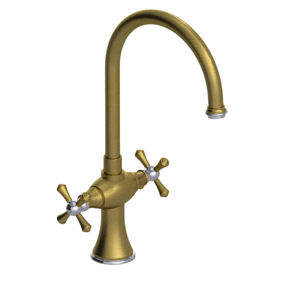 Rubinet Two Handle Single Hole Kitchen Set Antique Brass Matt