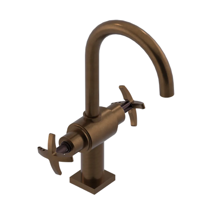 Rubinet Single Hole Dual Handle Lav. Set. (less drain) Tuscan Brass