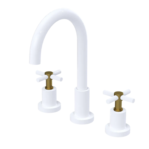 Rubinet Widespread Kitchen Set with LaSalle Spout White