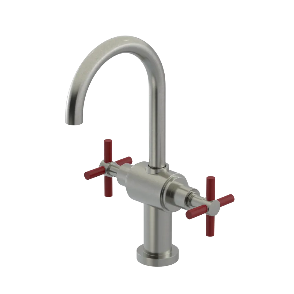 Rubinet Single Hole Dual Handle Lav. Set with LaSalle Spout (less drain) Satin Nickel