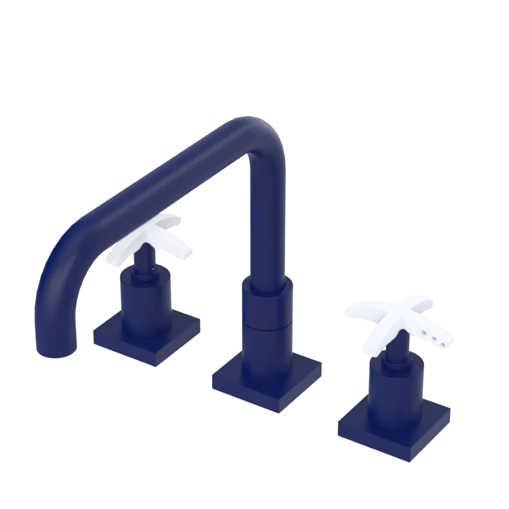 Rubinet Widespread Kitchen Set with Genesis Spout Midnight Blue