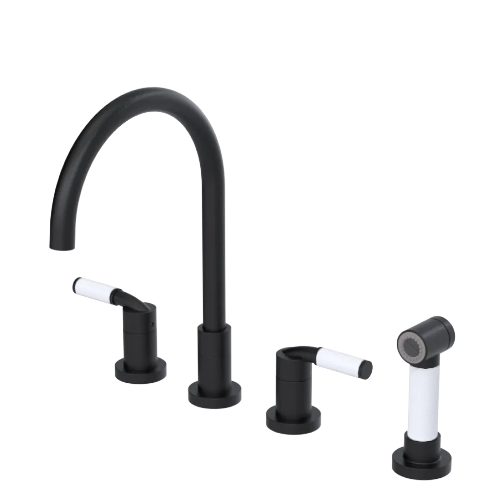 Rubinet Widespread Kitchen Set with Hand Spray Matt Black