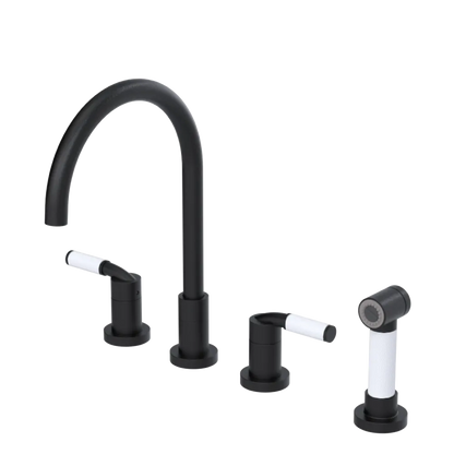 Rubinet Widespread Kitchen Set with Hand Spray Matt Black