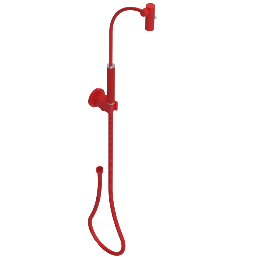 Rubinet Hand Held Shower Bidet with Extended Reach & Dual Function Spray Including Wall Bracket with Supply & Hose (Round) Red