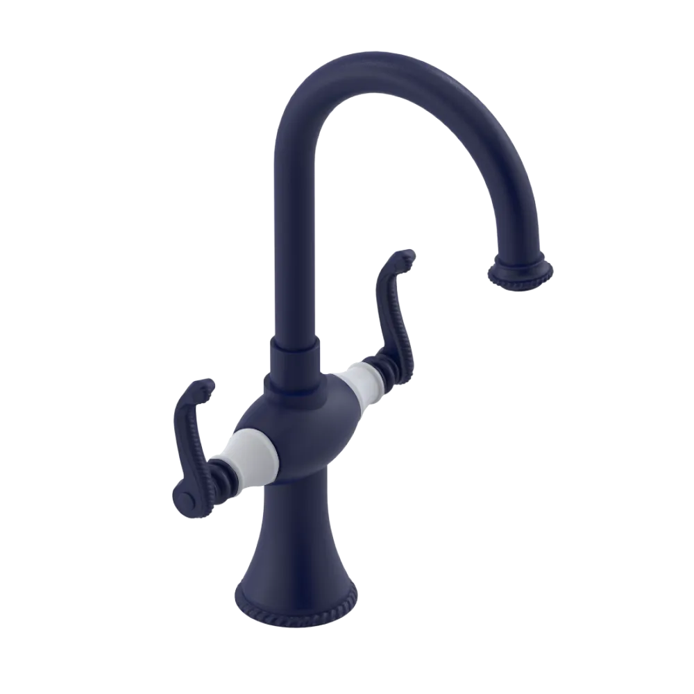 Rubinet Single Hole Dual Handle Lav. Set. (less drain) Midnight Blue