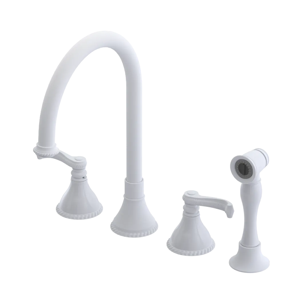 Rubinet Widespread Kitchen Set with Hand Spray Matt White