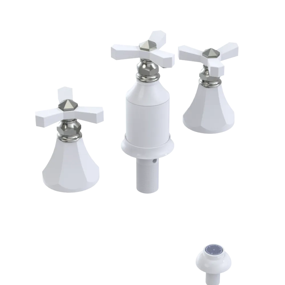 Rubinet Bidet Fitting with Spray, Diverter, and Vacum Breaker (Less Drain) White