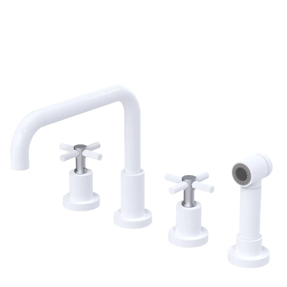 Rubinet Widespread Kitchen Set with Hand Spray White