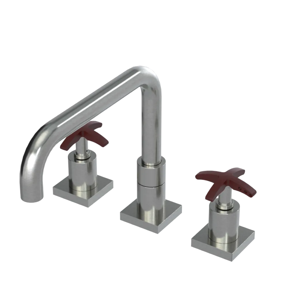 Rubinet Widespread Kitchen Set with Genesis Spout Satin Nickel