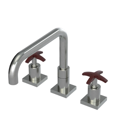 Rubinet Widespread Kitchen Set with Genesis Spout Satin Nickel