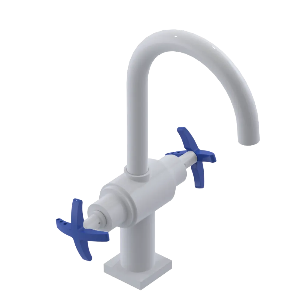 Rubinet Single Hole Dual Handle Lav. Set. (less drain) White