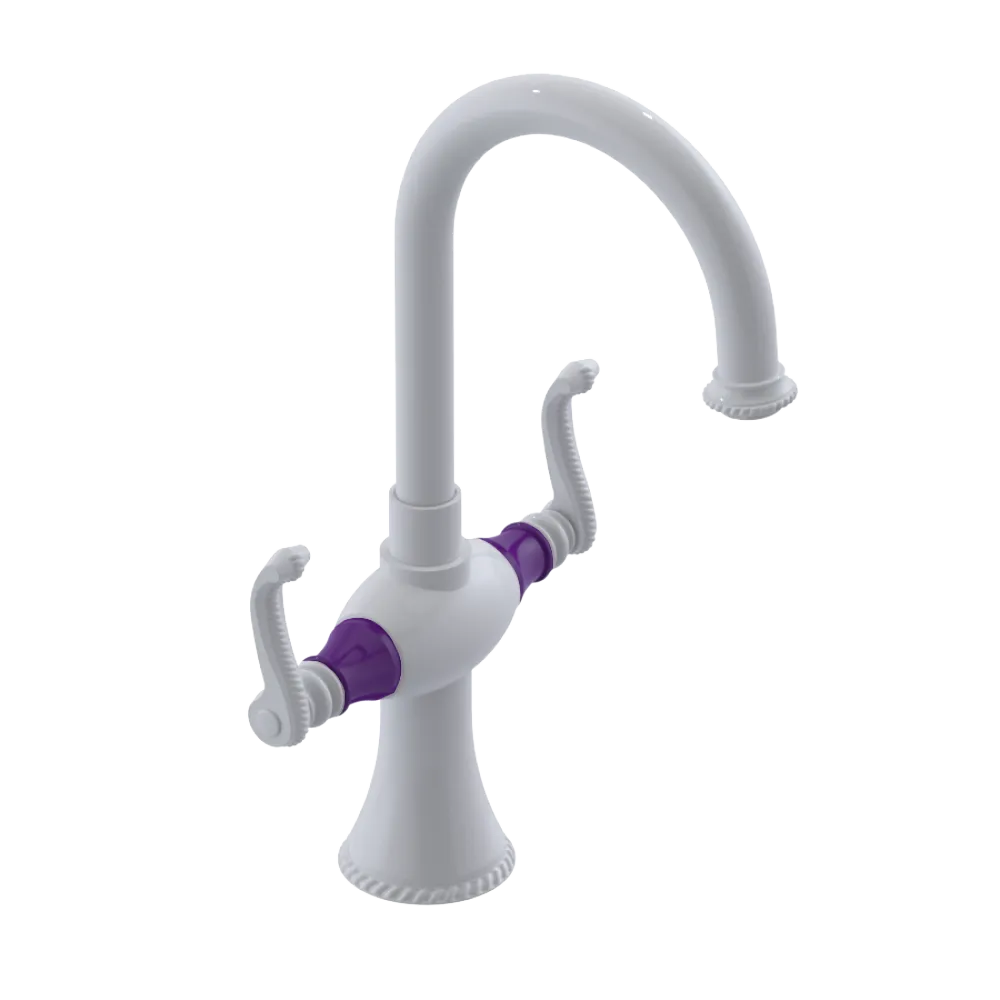 Rubinet Single Hole Dual Handle Lav. Set. (less drain) White