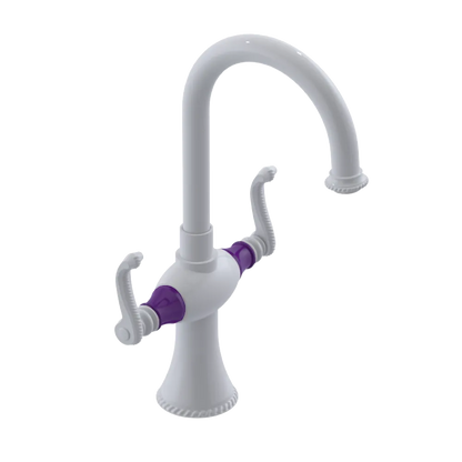 Rubinet Single Hole Dual Handle Lav. Set. (less drain) White